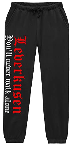 Leverkusen Never Walk Alone Jogginghose | Leverkusen Hose Herren Fussball Ultras Sport Freizeit | (XXL)