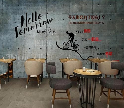 tyujlkjddlf Tapete Wandbild 3D Benutzerdefinierte Zementwand, Inspirierender Slogan, Bar-Restaurant-Hintergrundwand-250Cmx175Cm