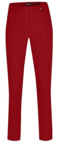 Robell Style Marie - Stoffhose Damen high Waist - Damenhose Power Stretch - Bengaline Stoff Hose mit Schlitz am Saum - Bitte eine Größe Kleiner bestellen - Rot, 34