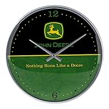 Nostalgic-Art Retro Wanduhr, Ø 31 cm, John Deere – Logo Black and Green – Geschenk-Idee für Traktor-Fans, Original Lizenzprodukt (OLP), Große Küchenuhr, Vintage Design