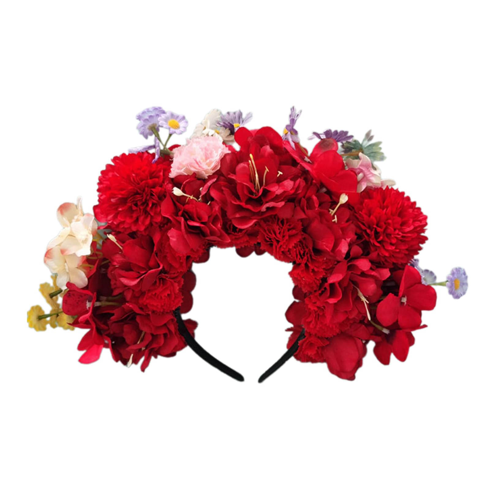 PTILSERY Doppelseitiges Blumen-Stirnband, Mexika-Rose, Blumen-Haarband, modisch, für Damen, Braut, Haar-Accessoire, Brautgirlanden, wie beschrieben