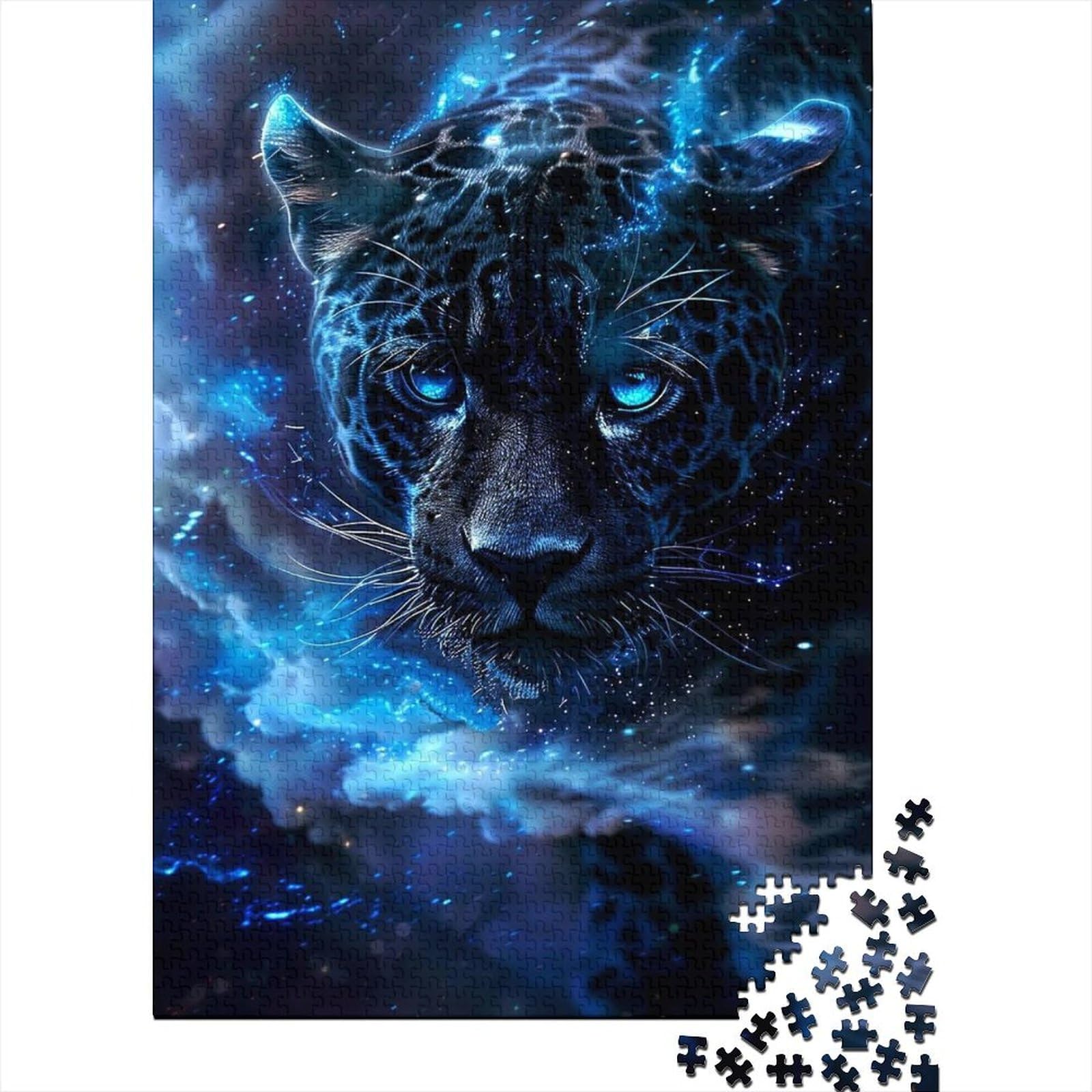 Mystischer Jaguar, Holzpuzzle für Erwachsene, Kunstpuzzle für Erwachsene, 1000 Teile, Entspannungspuzzlespiele, Denksportpuzzle (Größe 75x50cm)