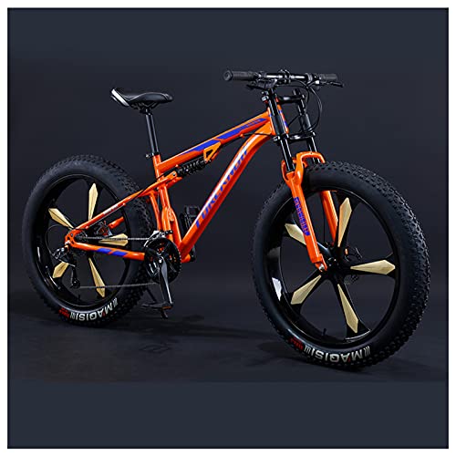 SHENGMIAOHE Fahrrad Mountainbikes, Erwachsene Jungen Mädchen Mountain Trail Bike, Dual-Suspension Fahrrad, High-Carbon Stahlrahmen,Rutsch Off-Road Bikes/Orae 5 Spoke/21 Speed