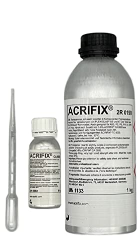 ACRIFIX® Set aus 2R0190 Acrylglas-Kleber & CA0020 Katalysator Härter PMMA 2-K Reaktions-Klebstoff farblos 2R 0190 & CA 0020 Kunststoffkleber Polycarbonat