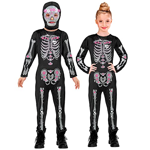 "GLITTER SKELETON" (jumpsuit, hooded mask) - (116 cm / 4-5 Years)