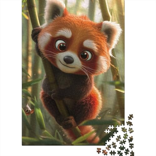 Kunstpuzzle für Erwachsene, 500 Teile, farbenfrohes rotes Panda-Holzpuzzle, Erwachsenenpuzzle, Weihnachtsgeburtstagsgeschenk für Erwachsene und Teenager 20,47x14,96 Zoll