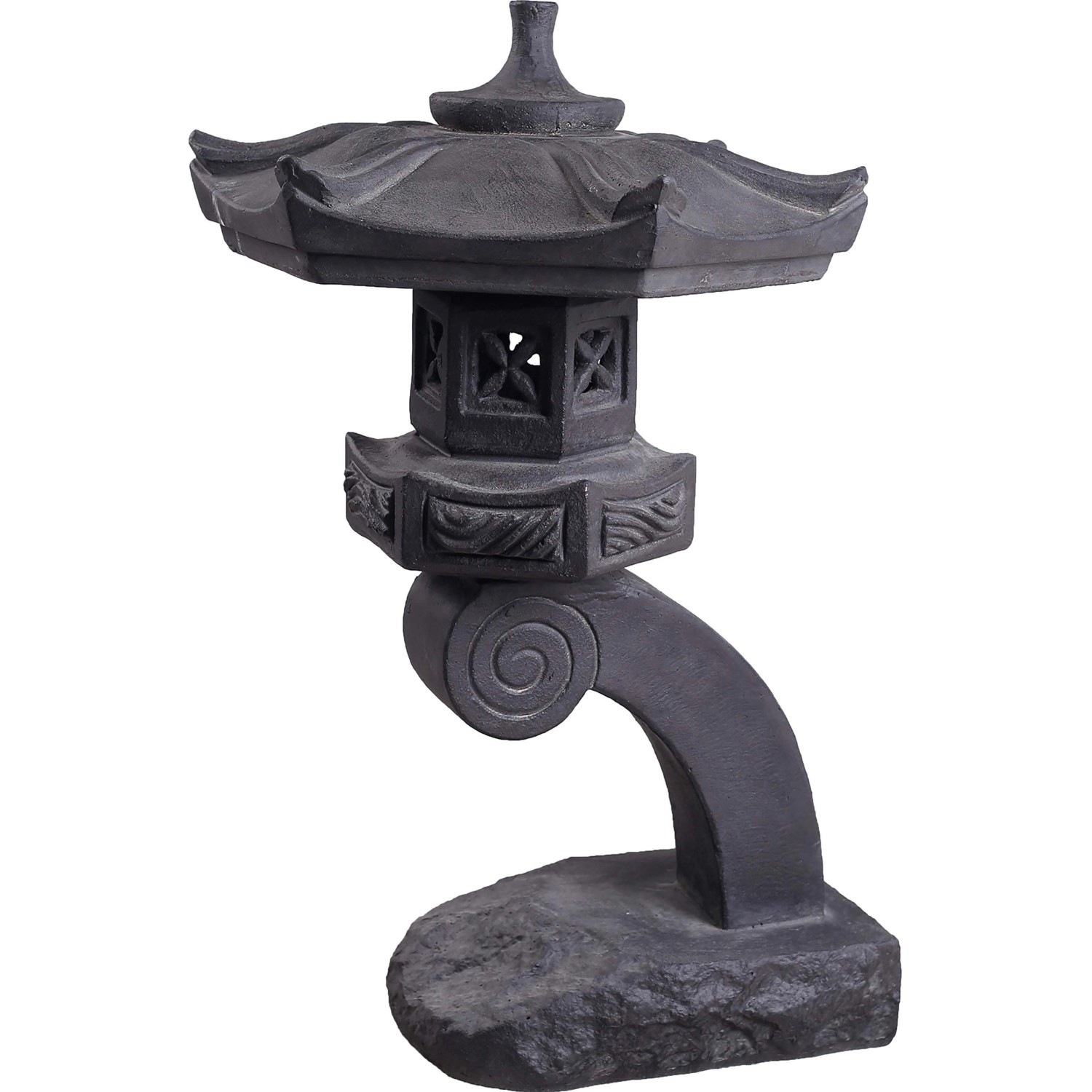 Gartenfigur Pagode mit Fuß 60 cm Schwarzbraun