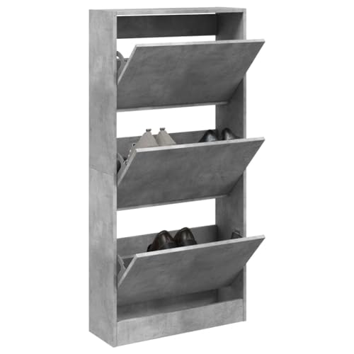 GSKXHDD Schuhschrank Betongrau 60x21x125,5 cm Holzwerkstoff, Schuhaufbewahrung Organizer, Schrankaufbewahrung Schuhständer, Flurmöbel Independence