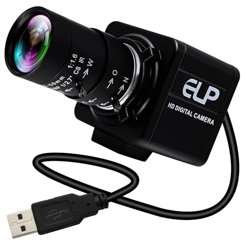 ELP Webcam 8MP mit Zoom und HD 5-50mm Manueller Fokus Variable Objektiv HD Kamera USB kompatibel mit Mac/Windows/Linux/Android Computer Web Kamera für Video Konferenzen USB8MP02G-MFV(5-50)