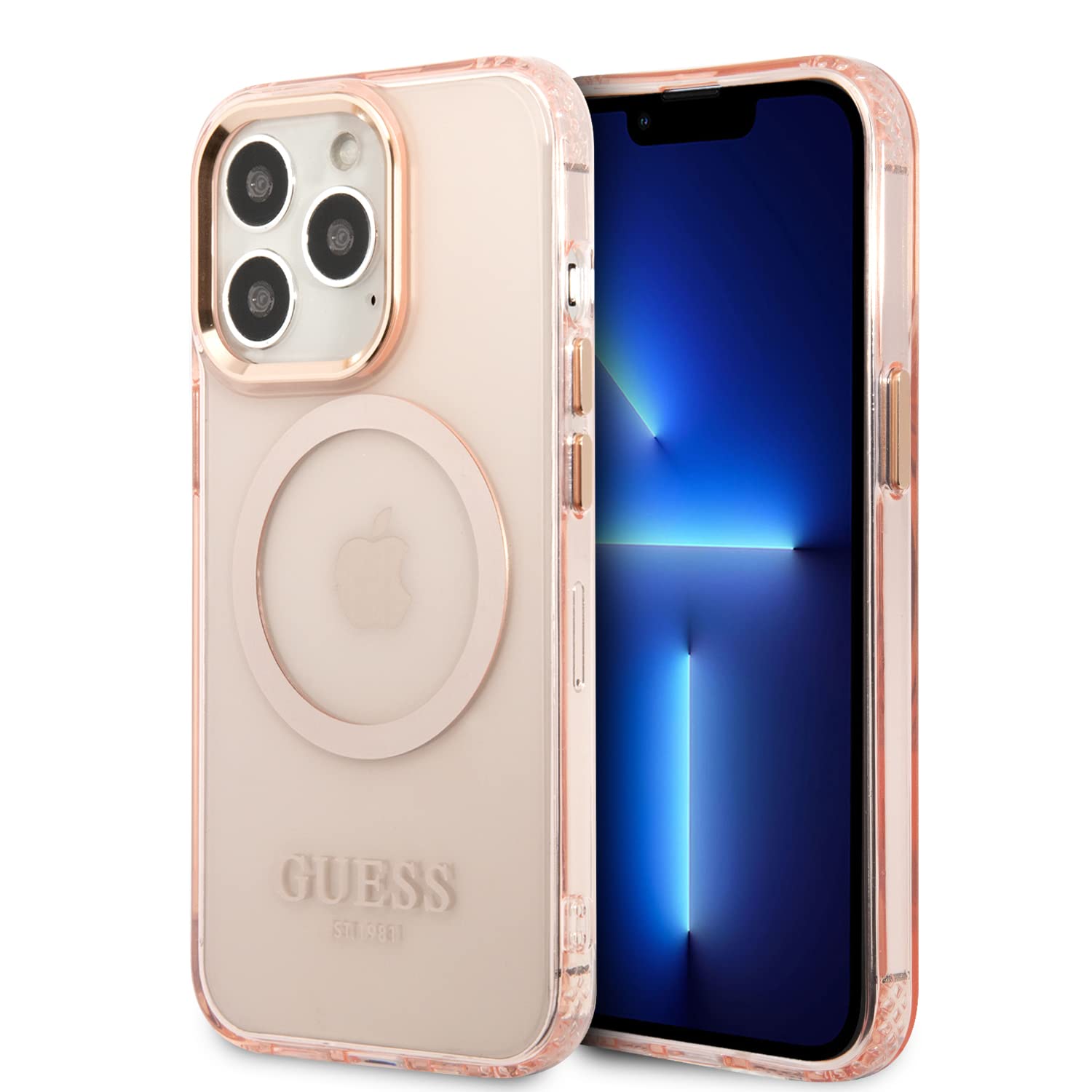 CG MOBILE Guess GUHMP13XHTCMP Hardcase für iPhone 13 Pro Max 17.0 cm Rosa Gold Umriss Transluzent