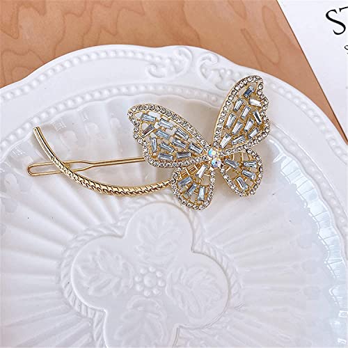 ORLOVA Haarklemmen, Clip-Haarspangen, Krallen-Clips, Elegante Perlen-Strass-Edelstein-Schmetterlings-Haarspangen for Frauen, Hai-Clip, Haarnadel-Kopfbedeckung, 3 (Farbe: 2) (Farbe: 2) (Color : 3)