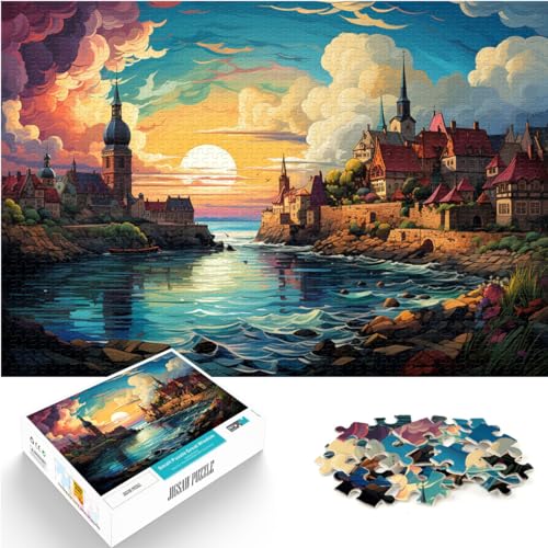 Puzzle-Geschenk, Farbe: Gotlandinsel, 1000-teiliges Puzzle für Erwachsene, Holzpuzzle, Spielzeug, Puzzle, Lernspiele, Stressabbau-Puzzle, 1000 Teile (50 x 75 cm)