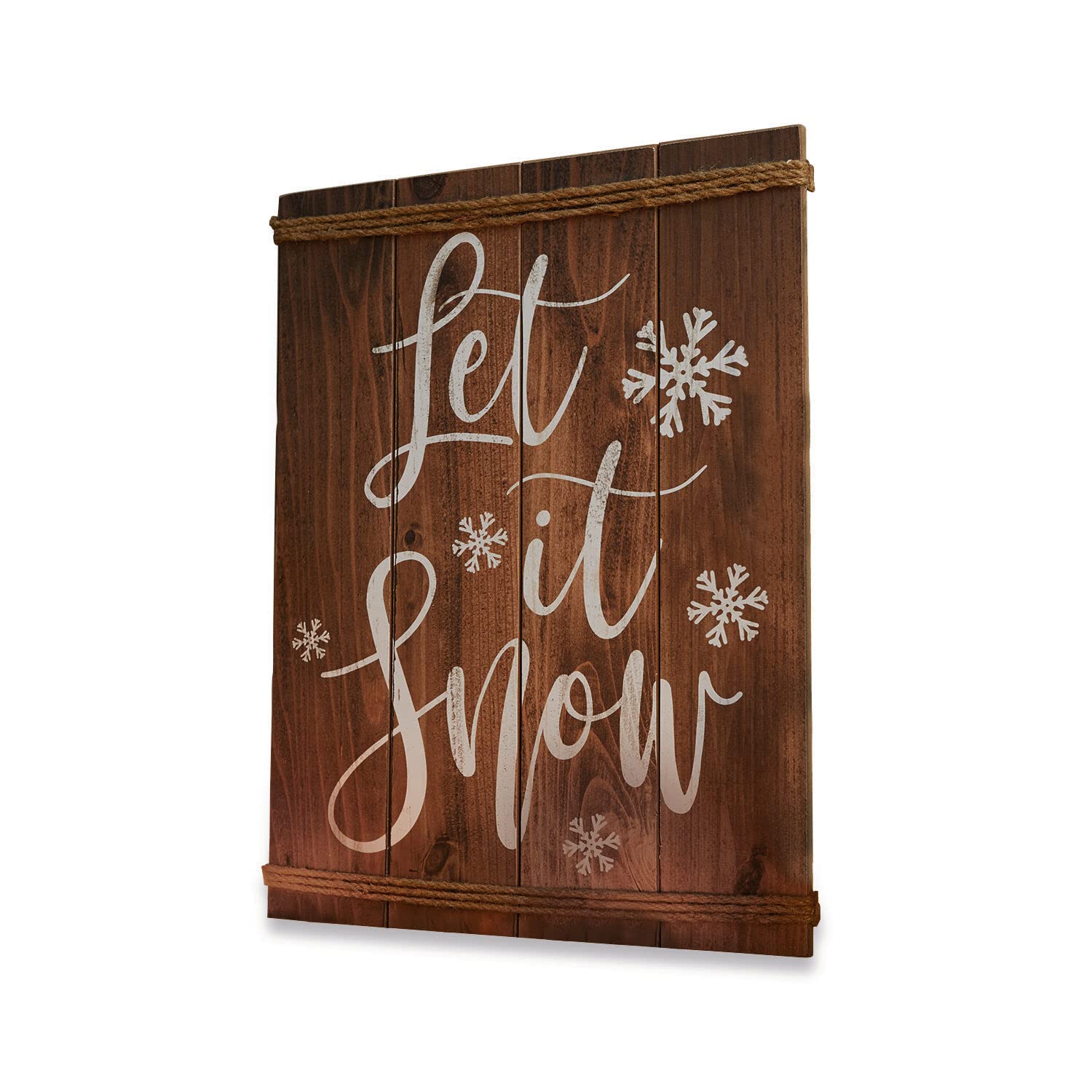 Loberon Dekoboard Verrand, Lettering-Print, Chalet-Charme, weihnachtlicher Wandschmuck, Weihnachtsdekoration, Weihnachten, MDF, Hanf, braun/weiß