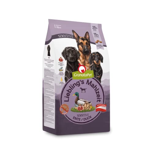 GranataPet Liebling's Mahlzeit Ente Sensitive, Trockenfutter für Hunde, Hundefutter ohne Getreide & ohne Zuckerzusätze, Alleinfuttermittel, 4 x 1,8 kg