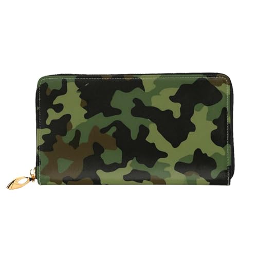 DENMER Coconut Beach Sunset Hängematte Leder Geldbörse Kunstleder mit metallischem Reißverschluss geräumiges und stilvolles Accessoire für moderne Frauen Produkt, Camouflage-Muster, Einheitsgröße,