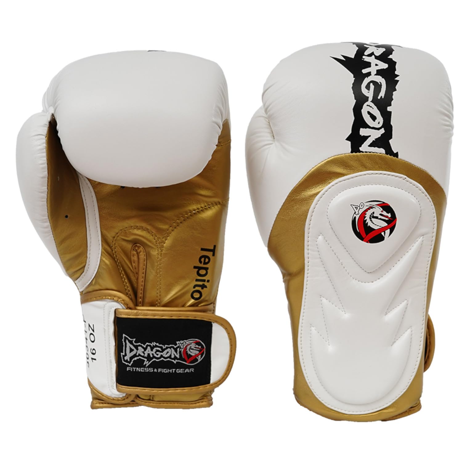 DRAGON DO Tepito Boxhandschuhe männer Herren Boxhandschuhe Kickboxen Muay Thai Boxing Gloves Kampfsport Handschuhe Combat Gloves Boxing Training Schwarz Adult10 12 14 Oz (Weiß-Gold, 12 Oz)