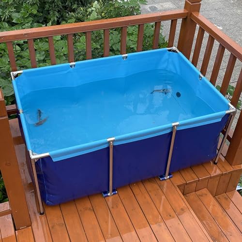 Pool oberirdischer Aquarium-Pool-Teich mit Ablassventil, PVC-Leinwand mit Stahlrahmen für Teiche, Aquarium, Koi-Goldfisch, tragbarer Wasserspeichertank, faltbar,120 * 80 * 50cm