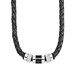 s.Oliver Halsband Edelstahl Leder Herren Halsschmuck, 45+3 cm, Silber, Kommt in Schmuck Geschenk Box, 9066681