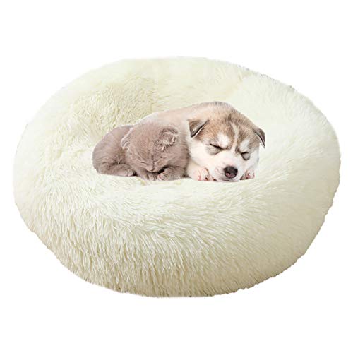 Rysmliuhan Shop hundebett kleine Hunde hundebett Grosse Hunde Katzen Donut Bett Donut Hundebett Luxus Hundebett Hundekomfortbett Haustiernest White,80cm/31.5in