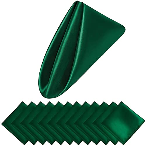 Wiederverwendbare Stoffservietten, 12 stücke 50cm Tisch Servietten Tuch Square Satin Stoff Servietten Tasche Tasche Tasche Tasche(Green)