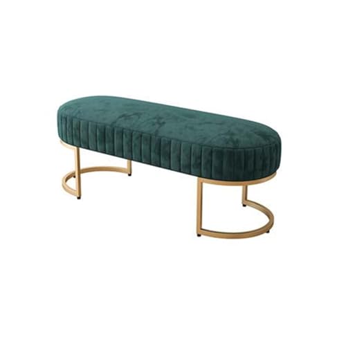 Sitzbank für Schlafzimmer Elegante Samt-Eingangsbank, gepolsterte, getuftete Schlafzimmer-Endbank, Ottomane mit goldenen Beinen, for Wohnzimmer, Foyer, Schlafzimmer Bettbank(Green,100*40*45cm)