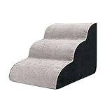 Hundetreppe, Stufen fürs Bett, 3 Stufen für Hunde, Rampe für Sofa, Bett, Haustiertreppe, Hundetreppe, rutschfeste Haustiertreppe aus Flanell, ideal für kleine, ältere, verletzte Hunde