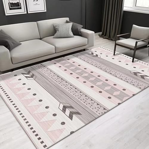 Gambo Teppich Rosa Geometrie Teppich Moderne Abstrakte Polyester,Für Wohnzimmer Schlafzimmer Esszimmer rutschfeste Weiche Teppich,Faltbar Küchenteppich,Pflegeleicht,80X120Cm