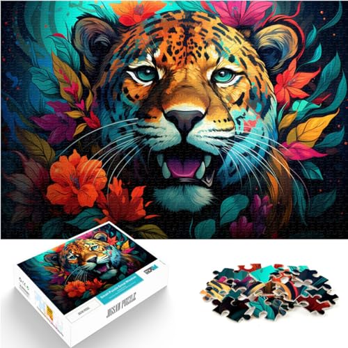 Puzzles, farbenfrohe legendäre Leoparden-Puzzles für Erwachsene, 1000-teiliges Holzpuzzle, Weihnachtswunschliste mit Weihnachtsmann, 1000 Teile (50 x 75 cm)