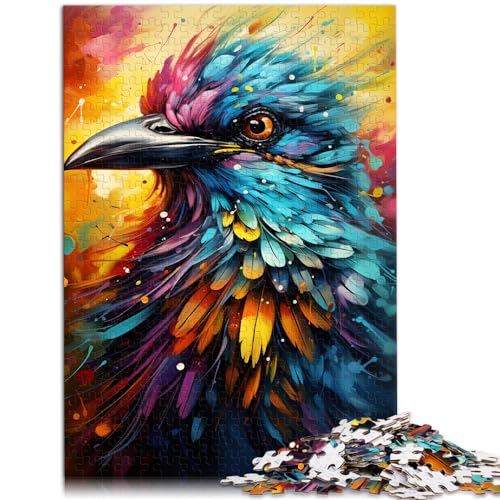 Puzzle Bunter Psychedelischer Regenbogenvogel für Erwachsene, 1000-teiliges Puzzle, vollständig ineinander greifenden und zufällig geformten Teilen, 1000 Stück (50 x 75 cm)