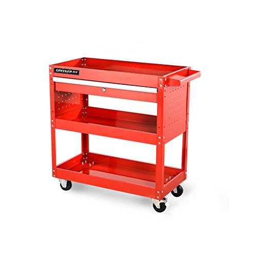 HXLDZOU Trolley, Autoreparatur-Werkzeugwagen, multifunktionaler Teilewagen mit Schublade, Tragfähigkeit 300 kg, kann in Garagen und Lagerhäusern verwendet Werden (Red)