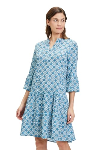 Cartoon Damen Casual-Kleid mit Stufen Weiß/Blau,42