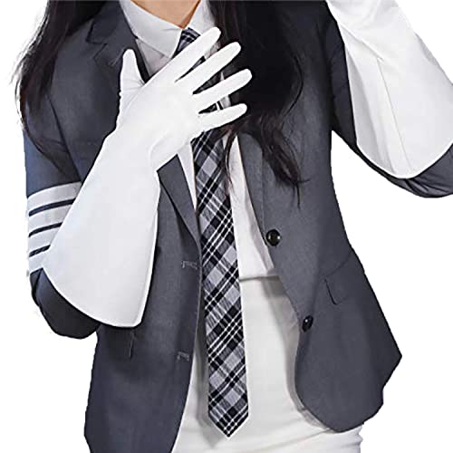 DooWay Unisex-Puff-Handschuhe, breite Ärmel, 38 cm, große Ellenbogenlänge, Kunstleder, Damen-Kostüm, Cosplay-Zubehör, weiß, 85