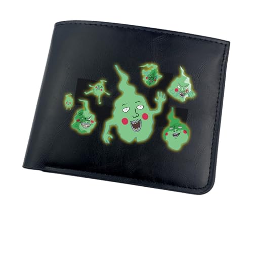 RYNDEX M-ob Psyc-ho 100 Anime-Geldbörsen, Cartoon-Münztasche Kleine Geldbörse, PU-Leder Geldbörse Brieftasche Wallet(Color:Black 4)