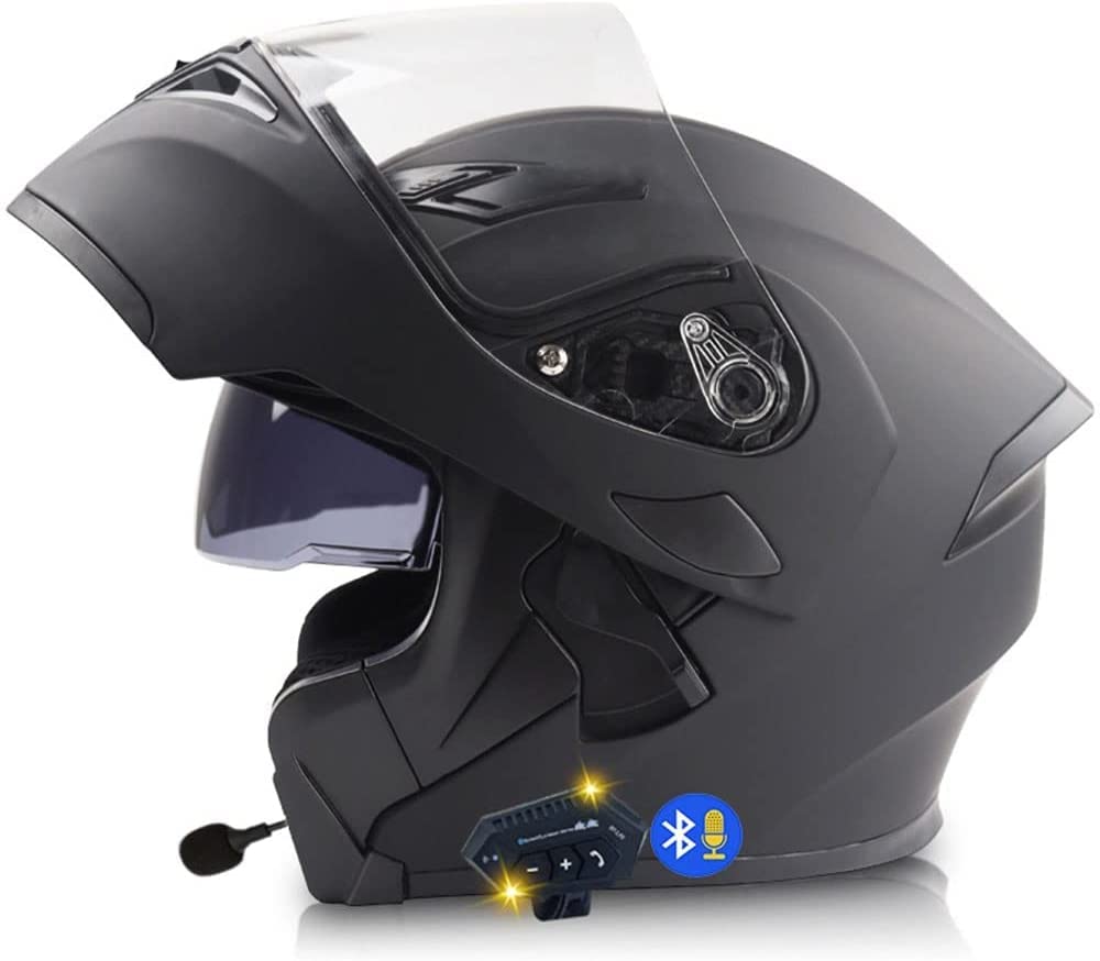 Klapphelm Motorradhelm,Bluetooth Integralhelm,Mit Doppelvisier, ECE Genehmigt,30m Bluetooth-Gegensprechanlage,Intelligente Geräuschunterdrückung,Wasserdicht,Ganzjährig Verfügbar