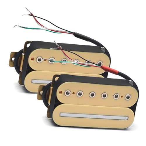 Gitarren-Tonabnehmer Humbucker Für E-Gitarre, Verstellbarer Dual-Coil-Gitarren-Tonabnehmer Mit 4-Leiter-Kabel/Spulenaufteilung, Schwarz, Weiß (Color : 1Set yellow)