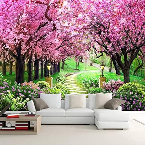 XLMING Blumen Baum Garten Weg Landschaft 3D Tapete Home Dekoration Wohnzimmer Sofa Schlafzimmer Tv Hintergrund Wand-250cm×170cm