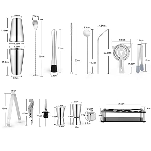 Tail Cocktail Barkeeper Set Barkeeper Set Aus 304 Edelstahl Mit Acrylständer Und Cocktail Rezeptbuch Barwerkzeug