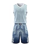 Topeter Herren Basketball Uniform Team Jersey Shirts Trainings-Tanktop und Sportshorts Grau 7XL