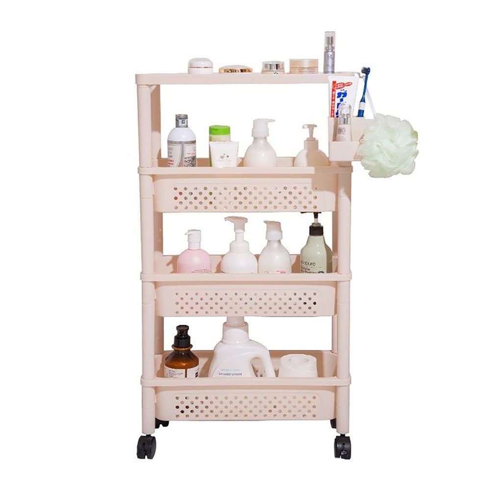 LASTRAN Aufbewahrungswagen, Schlanker Aufbewahrungswagen, 3-Tier/4-Tier Narrow Gap Küchenwagen, Bakinderzimmer Trolley mit Rädern, für Küche Garage Home Schlafzimmer Badezimmer, Khaki, Stammkun