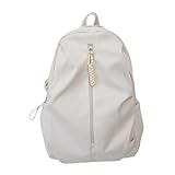 Einfarbige Schultasche Mit Taschen Mit Kordelzug Große Kapazität Nylon Rucksack Studenten Buchtasche Für Damen Und Herren