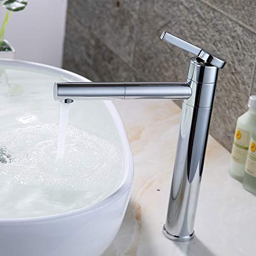 360° Drehbar Armatur Hoch Einhandmischer Bad Waschbecken Wasserhahn, Küche Edelstahl Waschtischarmatur, Aufsatzbecken Mischbatterie Einhebel 360° Badezimmer Waschtisch Mischbatterie Badarmatur