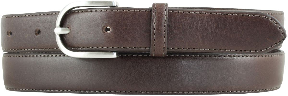 BELTINGER Damen-Gürtel aus Vollrindleder 2,5 cm | Schmaler Gürtel für Damen 25mm | Bombierter Ledergürtel | Braun 105cm