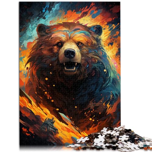 Puzzle | Puzzles, farbenfrohes, psychedelisches Schild, Kriegerbär, Puzzle 1000 Teile für Erwachsene, Holzpuzzle, Wichtelgeschenke, 1000 Teile (50 x 75 cm)