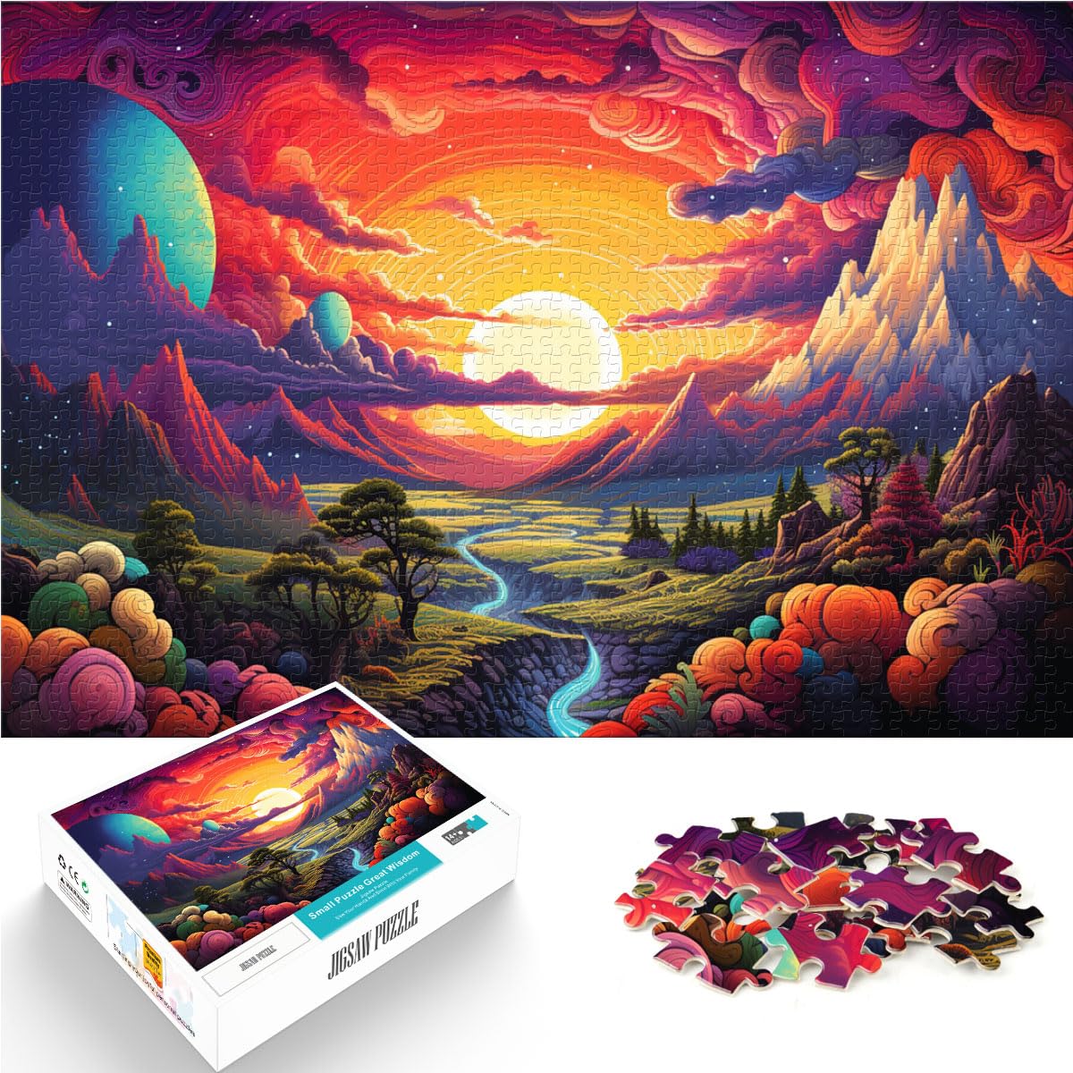 Puzzlespiel Fantastische Landschaft 1000 Teile Puzzle für Erwachsene Holzpuzzle Familienspiel zum Stressabbau Schwieriges Herausforderungspuzzle 1000 Teile (50 x 75 cm)