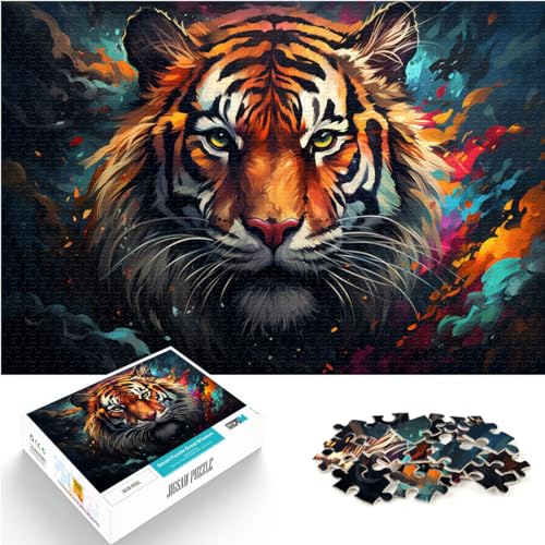 Puzzle Tigers Buntes psychedelisches Puzzle 1000 Teile für Erwachsene, schwieriges Holzpuzzle für Frauen und Männer, 1000 Teile (50 x 75 cm)