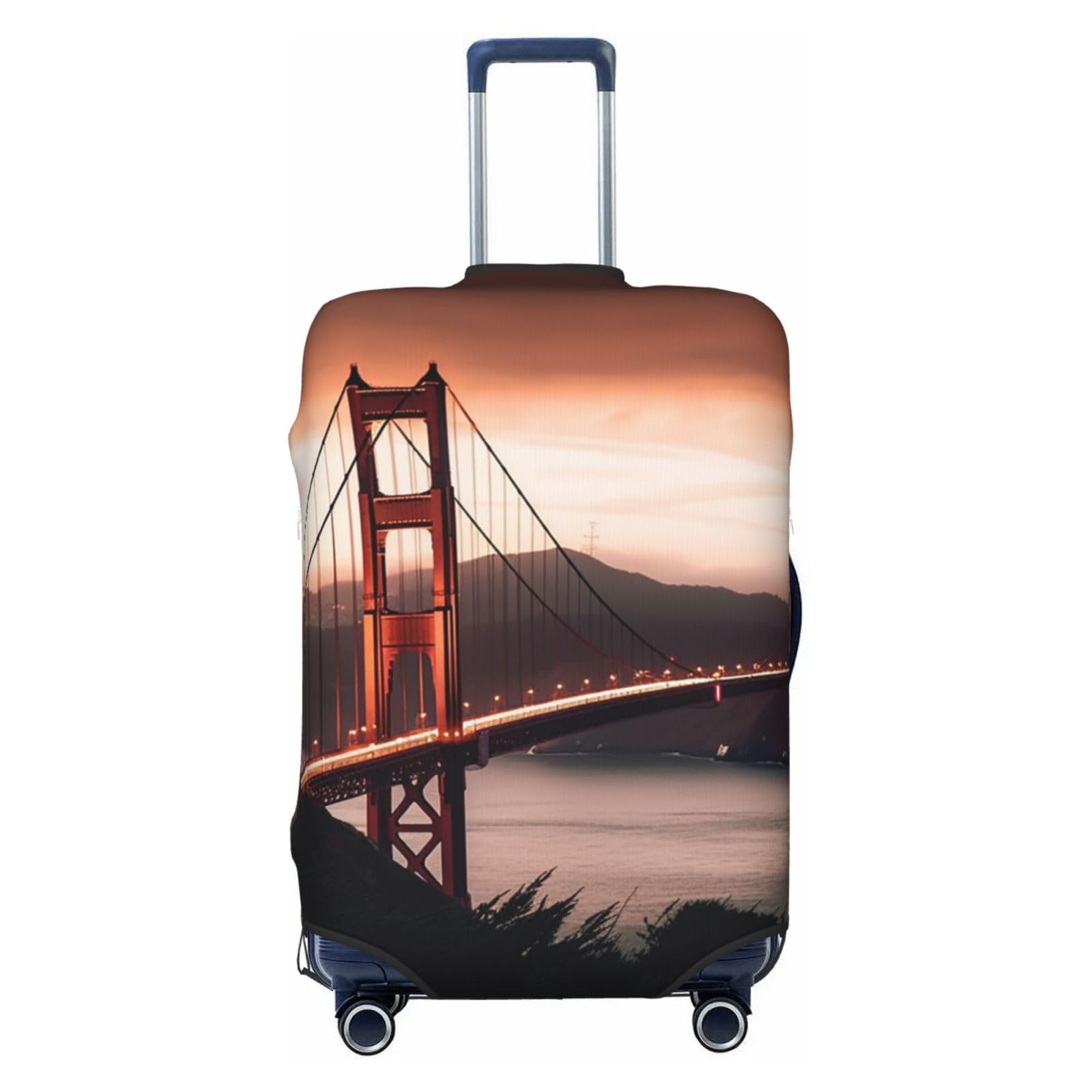 CSGJMYGS Golden Gate Bridge Gepäckabdeckungen für Koffer, waschbar, modisch, dehnbar, kratzfest, passend für 45,7 - 81,3 cm Gepäck, XL, Schwarz, XL, Schwarz , XL