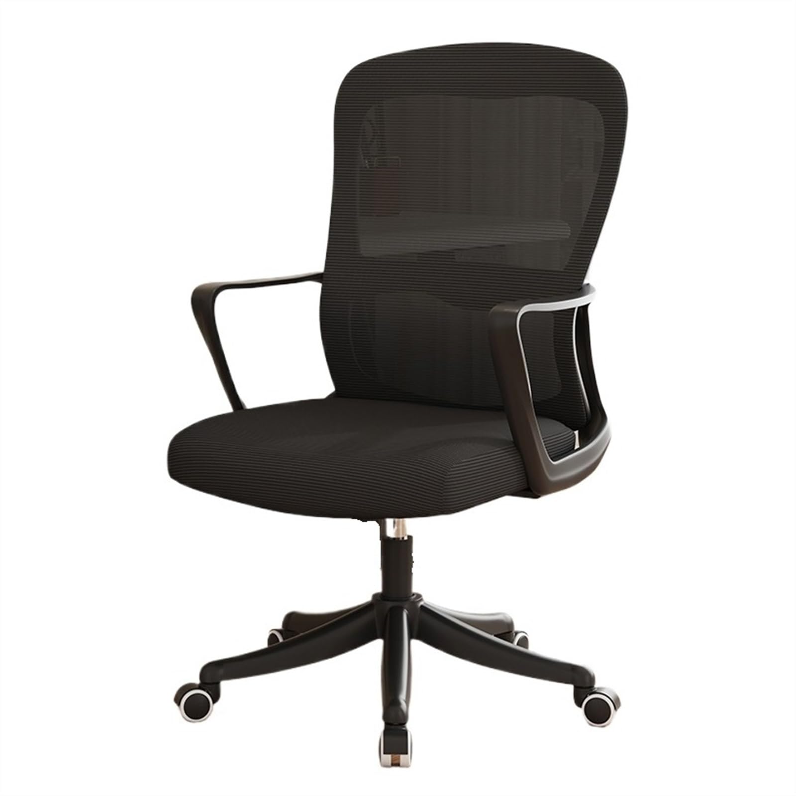 Zhaoj24-05 Bürostuhl Ergonomischer Bürostuhl, ergonomisch, for Büro, Heimschreibtisch, Netzstoff, feste Armlehne, Chefsessel, Computerstuhl mit Lordosenstütze Schreibtischstuhl(Schwarz)