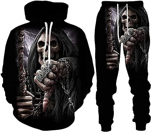 RIAAJ Unisex Trainingsanzug Set 3D Sportswear Anzug Hoodie Hosenanzug Mode (A6,5XL)