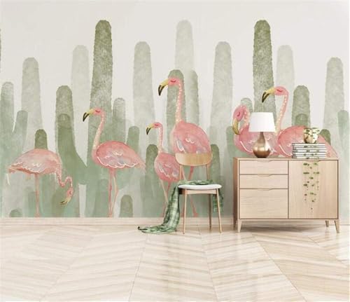 Flamingo Pflanze Kaktus 3D Tapete Poster Restaurant Schlafzimmer Wohnzimmer Sofa TV Dekorative Wand-400cm×280cm