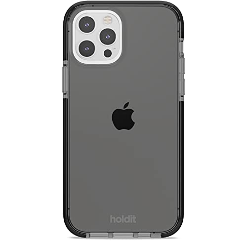 Holdit Transparent Hülle für iPhone 12/12 Pro (6,1") - Vergilbungsfrei TPU hülle - Flexiblem und Durchsichtige Handyhüllen in Getönter Farbe - Crystal Clear - Schwarz